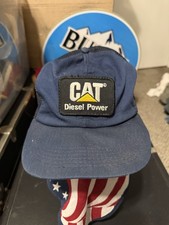Vintage CAT Diesel Power Mesh Trucker Cap USA Mens Adjustable Blue Caterpillar