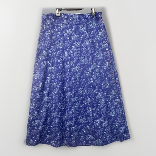 April Cornell Skirt Midi Medium / Large Cottagecore Floral Prairie Purple Garden - Picture 3 of 9