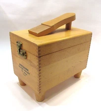 Empty Vintage 1960's Mortised Corner Wood Esquire Shoe Valet Polish Shine Box
