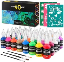 3D Fabric Permanent Paint 40 Color, Fabric Paint with Vibrant Colors, 3 Bonus...
