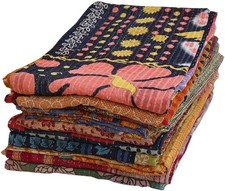 Vintage Kantha Quilts Lot - Assorted Cotton Bed Covers, Tribal Throw Pack of 3 