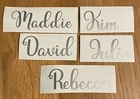 SILVER PERSONALISED x 5 Vinyl Stickers Decal Wine Glass Hen Wedding Champagne