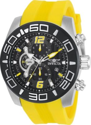 Invicta 22808 Men's 'Pro Diver' Quartz Stainless Steel and Silicone Yellow Watch