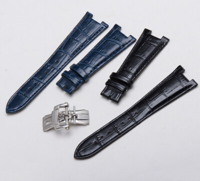 Cowhide Leather Watch Strap Butterfly Clasp 25mm for Patek Philippe Nautilus