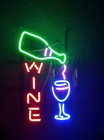 Wine Bottle Glass Open Neon Light Sign 17" Lamp Bar Club Pub Shop Decor Artwork