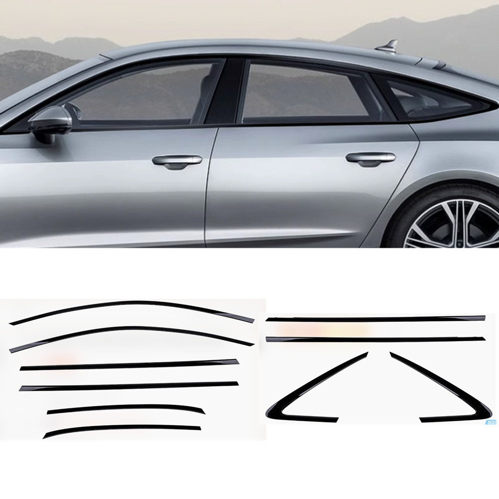 Gloss Black Window Strip Trim Cover Seal Belt Trim Fit For 19-2024 25 AUDI A7 S7