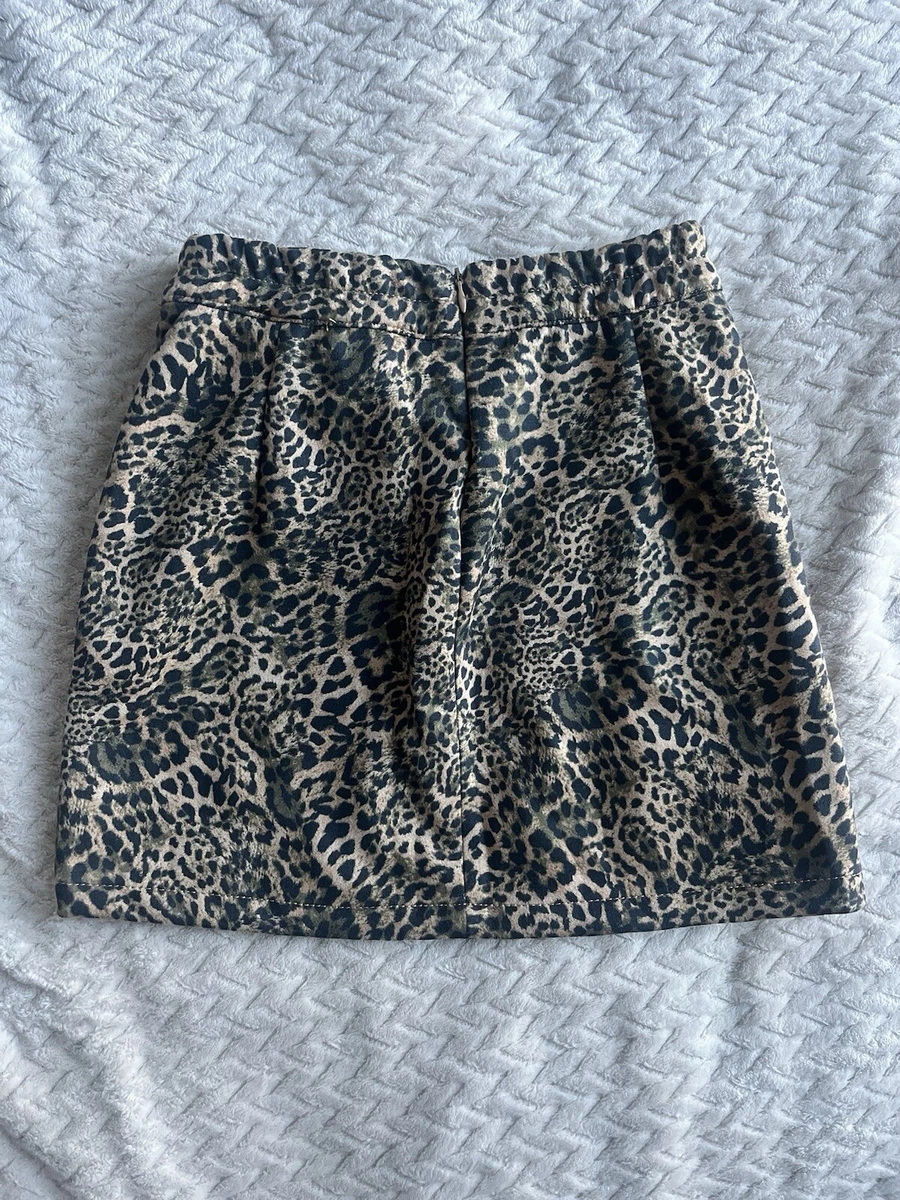 Minifalda BERSHKA Bronceada Leopardo Estampado Animal Cinturón XS