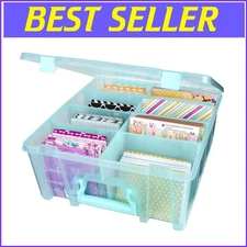 Stackable Super Satchel Art Storage Box - 8 Removable Compartments, Aqua Mist