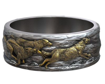 8,5g Wolf Ringe Laufende Wölfe Ehering 925 massiv Sterling Silber viele Größen