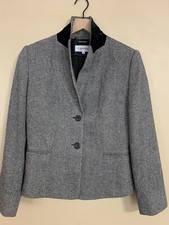 Calvin Klein Womens Wool Blend Gray Tweed Blazer Jacket Sz 6