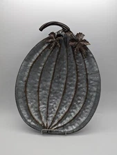 Galvanized pumpkin shaped tray 17 inches tall