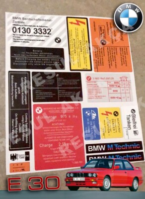 Decal Set Stickers For Bmw E30 3 Series 320 325 M3  All Models Best Quality