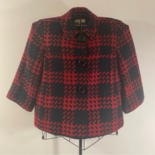 Coldwater Creek Black and Red Houndstooth A Line Jacket Size 14
