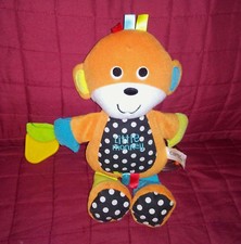 Carter's Monkey Sensory Orange 12in Plush Squeake Teether Crinkles Rattle Ring