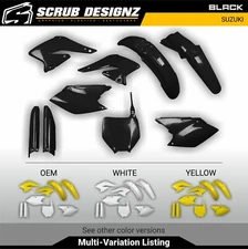Suzuki RMZ250 2004-2006 Black/White/Yellow Motocross Plastic Body Kit