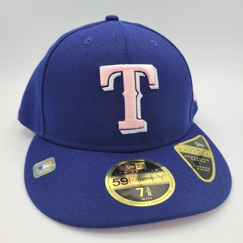Texas Rangers Hat New Era 59Fifty LP Fitted Baseball Cap Blue Pink Mother's Day - Picture 3 of 6
