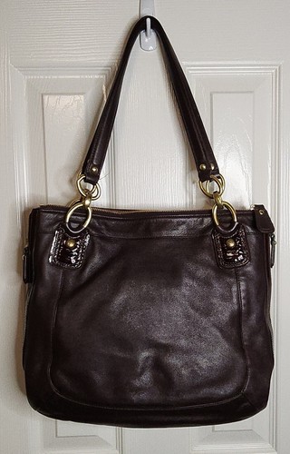 Vintage Coach Kristin Spectator N/S Tote Purple/Ostrich #18303 w/ Dust Bag - 第 3/19 張圖片