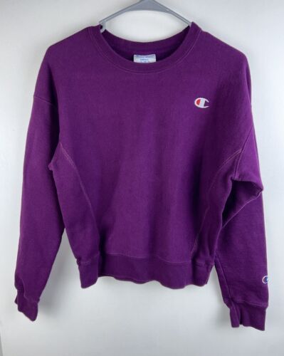 Champion Sweatshirt Womens Purple Reverse Weave Crewneck Vtg Sweater Logo Sz S - Picture 1 of 6