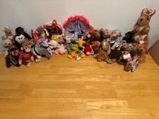Huge TY Beanie Babies Lot of 41 Zoo Safari Animals Monkeys Elephant Giraffes