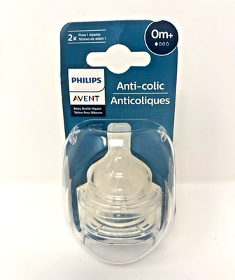 2pk Philips Avent ANTI-COLIC Flow 1 Baby Bottle Nipples 0 months and up BPA Free