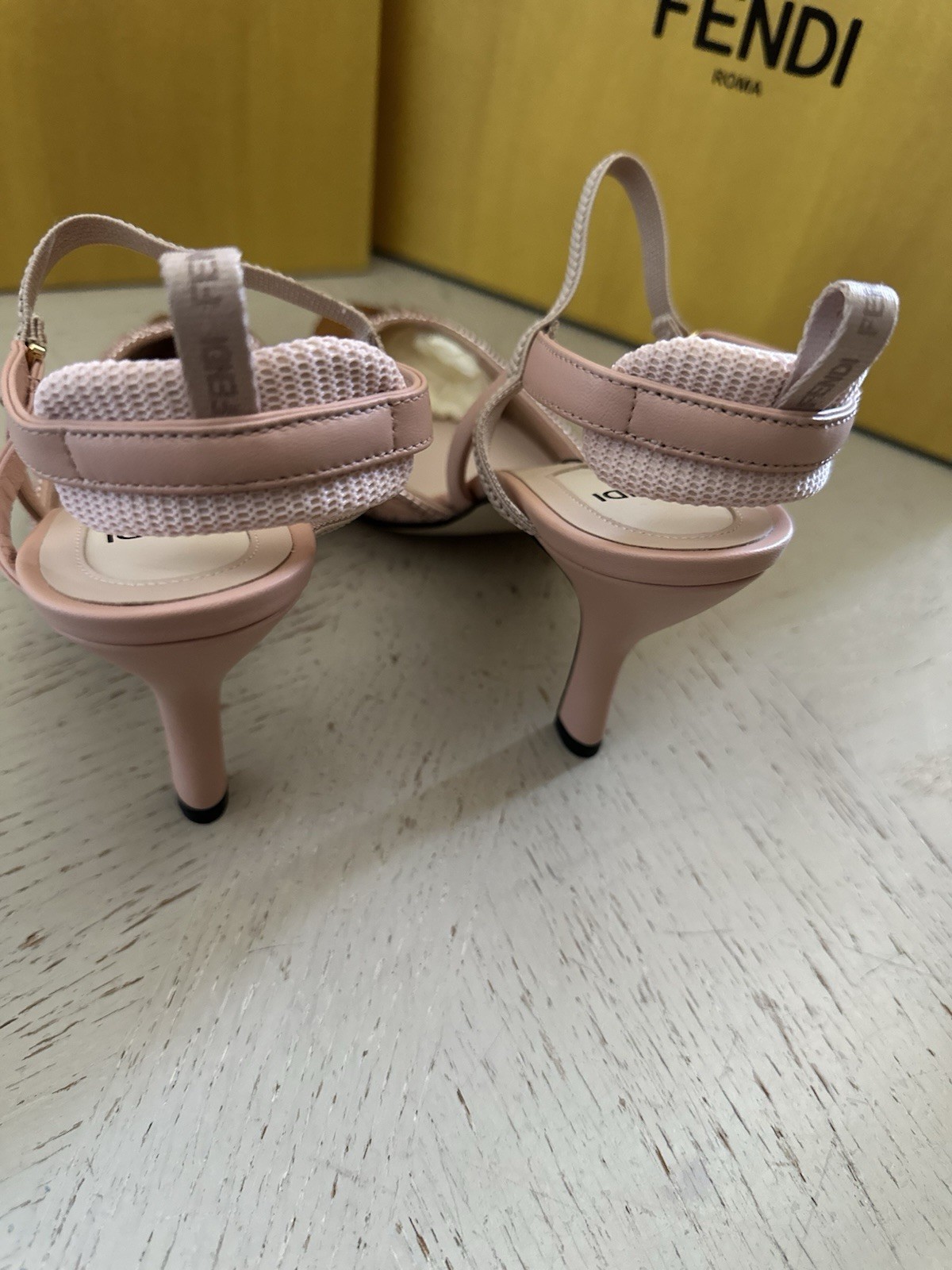 New $1190 Fendi Colibri Lite Pailette Sequin Slingback Pumps Baby Pink 7 US/37 E thumbnail 6