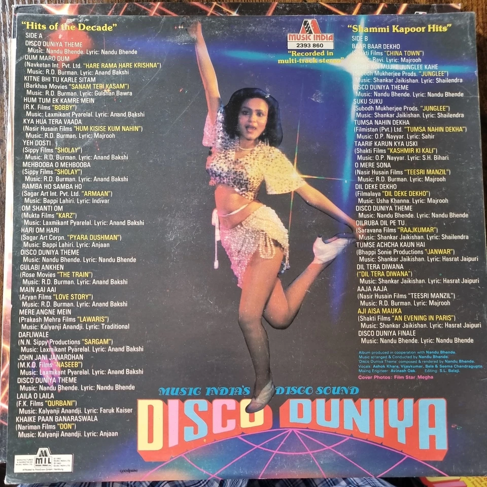Disco Duniya Non Stop Hits Vinyl LP Record Bollywood Hindi Song 1982 Rare Indian - Image 2 of 4