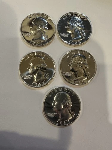 1963 25C (Proof) Silver Washington Quarters - Lot Of 5