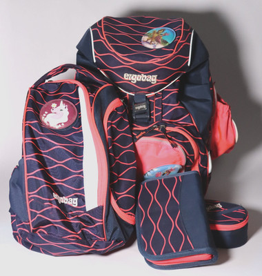 Lila & Pink Ergobag SCHULTASCHE Grundschule - SET - mit KLETTIES, Mäppchen, etc.