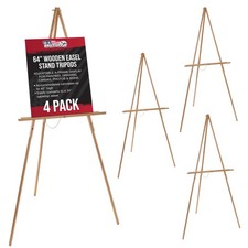 4 Pack 64" Wooden A-Frame Tripod Artist Floor Easel, Adjustable Display Stand