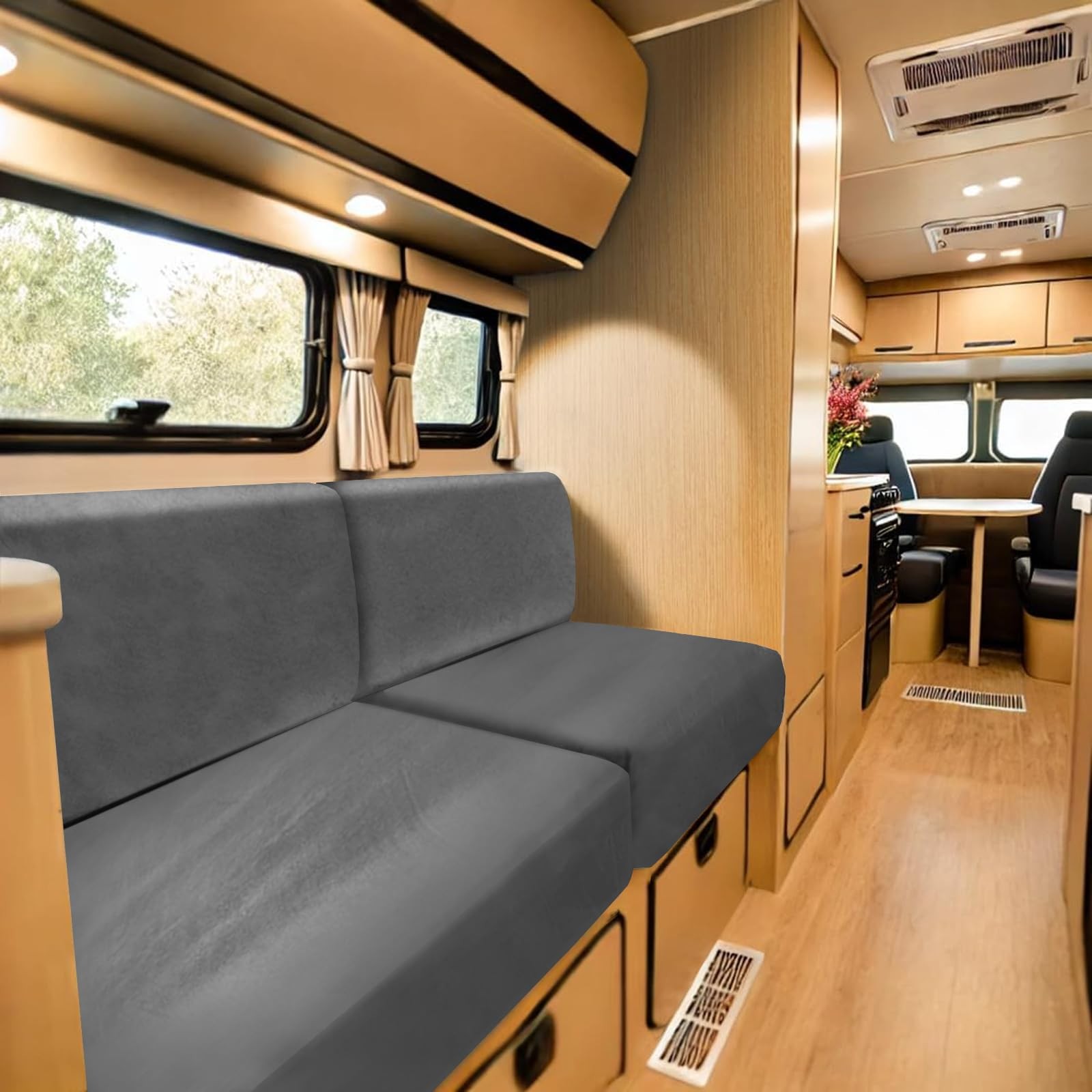 Velours housse banquette camping car antidérapante et lavable pour rénovation de caravane