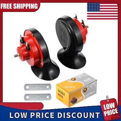 2x 12V 300DB Super Loud Snail Horn Waterproof Red Electric Car Horn Replacement