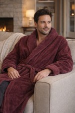 Vtg Polo Ralph Lauren Men Terrycloth Robe Burgundy Belted OS Fathers Day Lounge