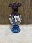 FENTON Mulberry Art Glass Vase Bill Fenton "50 Years" Hand Painted Signed 1996
