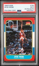 1986 FLEER #120 SPUD WEBB authentic auto spa ex 5
