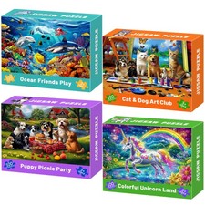 100 Piece Puzzles for Kids Ages 4-6, 4 in 1 Jigsaw Puzzles for Kids Ages 6-8,...