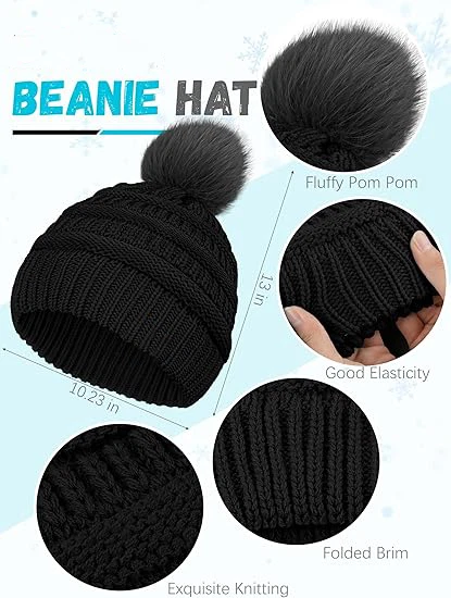 Women’s Winter Knit Hat Scarf Gloves And Ear Warmers Cozy & Soft Touchscreen Set