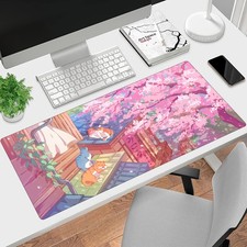 40 90cm Cute Pink Cherry Blossom Anime Cats Gaming Mouse Pad Non-slip Rubber Ba