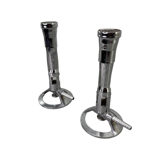 LOT of 2 Fisher Scientific High-Temperature Meker-Style Lab Gas Burners - Chrome