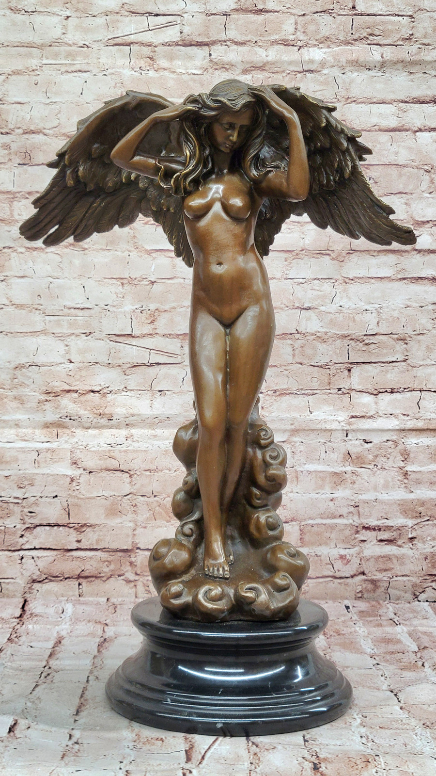 Handcrafted Elegant Erotic Winged Sexy Angel "Descending Night" 100% BRONZE Sale