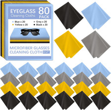 80 Pack Microfiber Cleaning Cloth for Glasses, Multi-Color Eye Glasses Cleaning