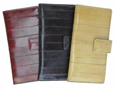 Genuine eel skin soft credit card holder wallet with snap button by Marshal 