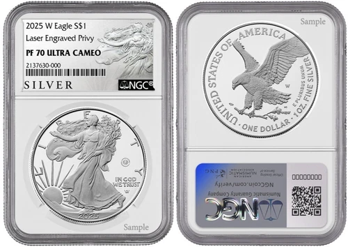 2025 W Silver American Eagle S$1 Laser Engraved Privy NGC PF70 UC #432
