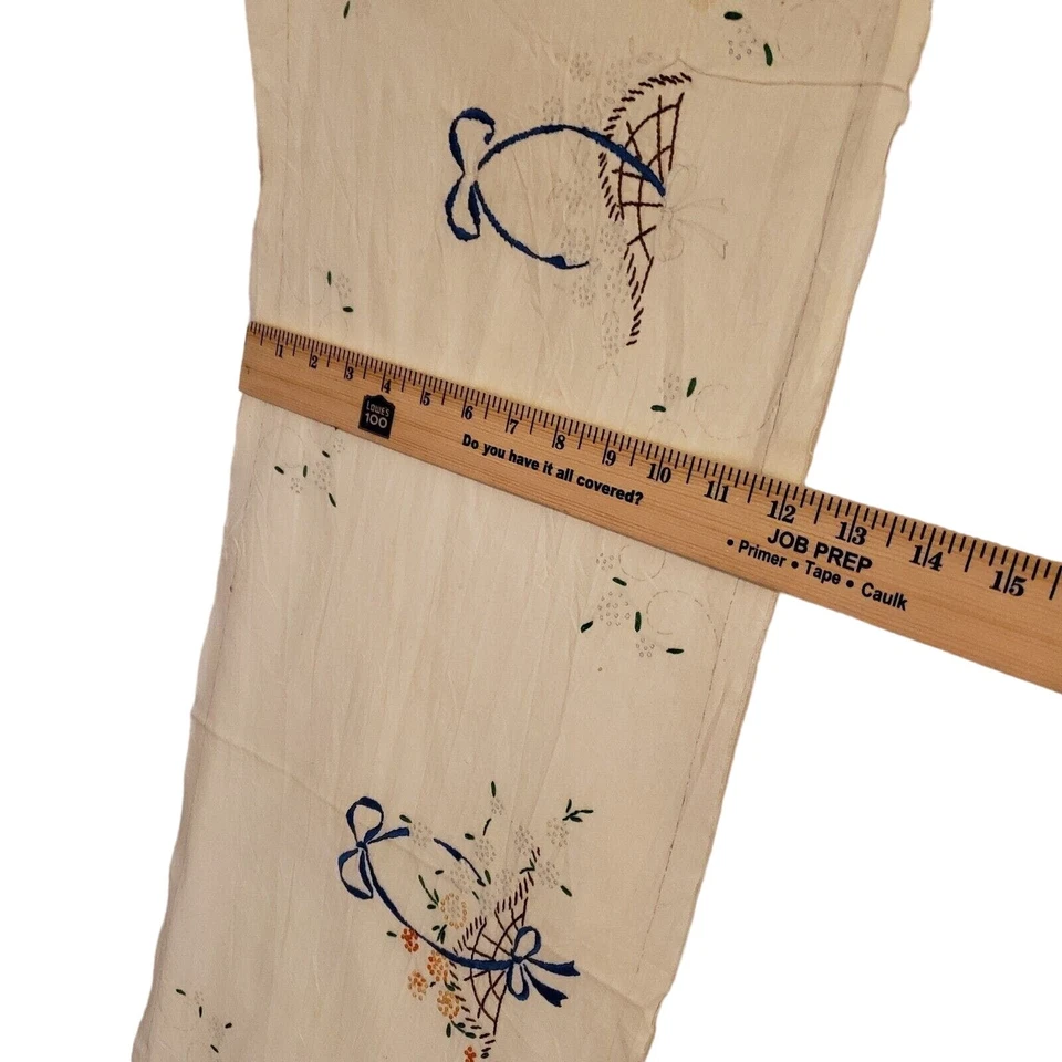 CESTA FLORAL ESTAMPADA VINTAGE BORDADA CREMA CORREDOR DE MESA PARCIALMENTE ACABADO Foto 2 de 4