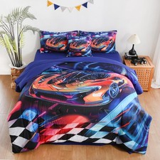 Race Car Twin Bedding Sets for Boys,6 Pcs Cars Twin Comforter Sets with Sheet...