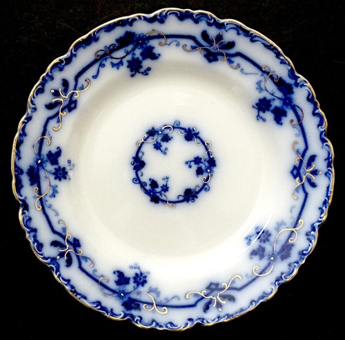 STUNNING! JOHNSON BROTHERS Antique FLOW BLUE Transferware OXFORD Luncheon Plate
