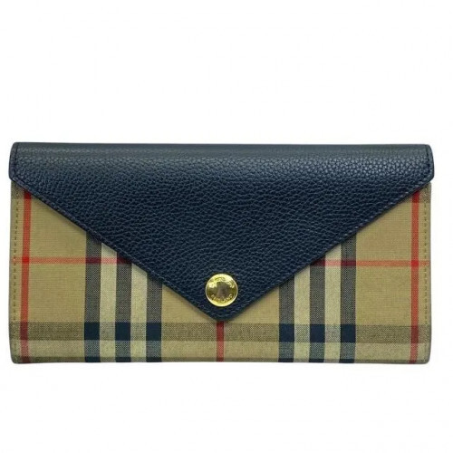 BURBERRY Nova Check Canvas Leather Bi-fold Long Wallet in Beige 2848