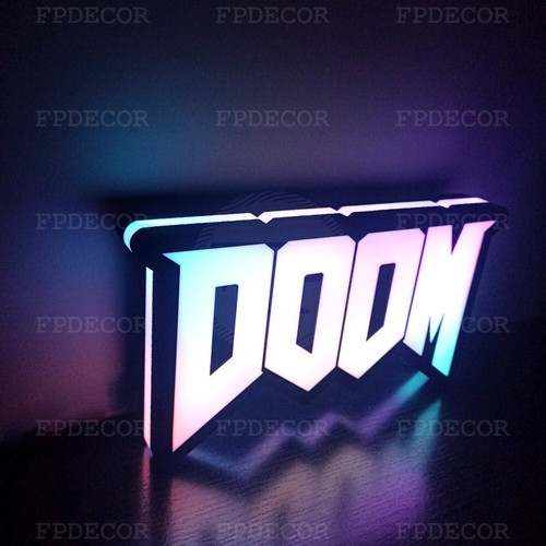 Doom Game RGB Light Box Lampada da Scrivania Gamer Alimentata USB | Decorazione Camera Streamer - Foto 3 di 18