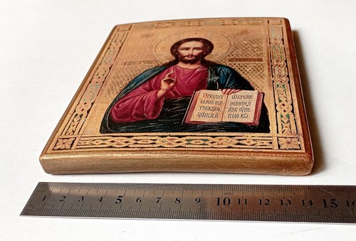 Christian Orthodox Icon of the Jesus Christ, Savior, Handmade, Board, 18x14.5cm - Picture 3 of 9