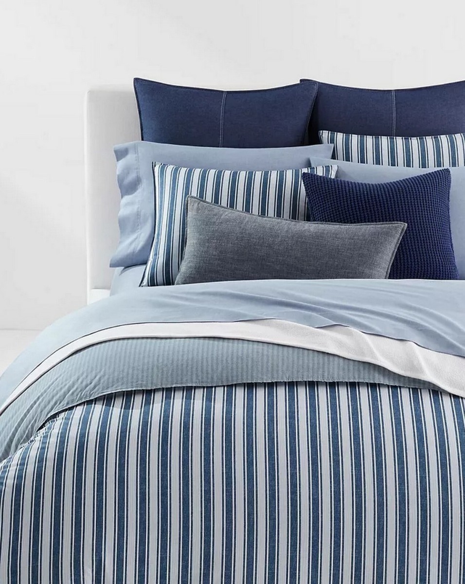 RALPH LAUREN Blair Reversible Duvet Cover 3-Pc. Set $385 Striped