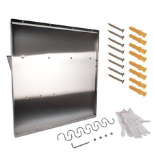 Backsplash with Shelf 6 Hooks Stainless Steel Kitchen Range Hood Shield Silver